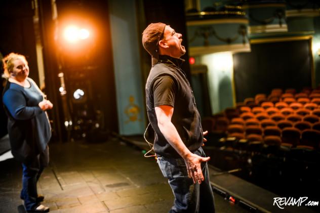 Cast members rehearse during the soundcheck for LES MISÉRABLES' limited holiday engagement at The National Theatre.